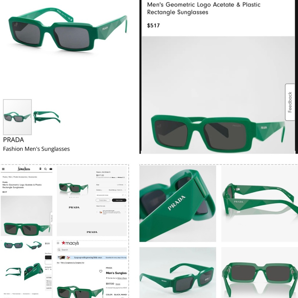 PRADA UNISEX GREEN SUNGLASSES AS SEEN ON CELEBS LIKE MONICA DENISE - Picture 4 of 16